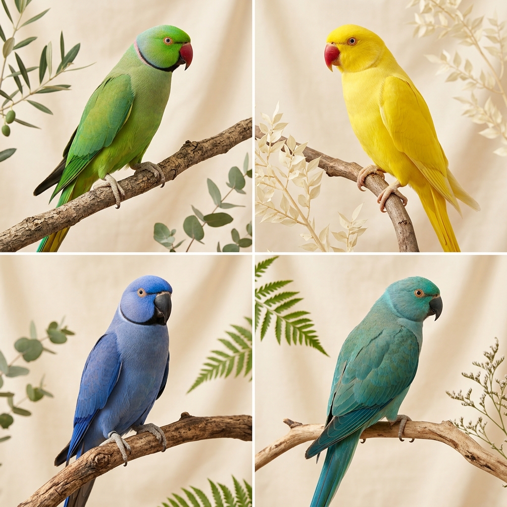 Ring Necks em diferentes mutações de cor